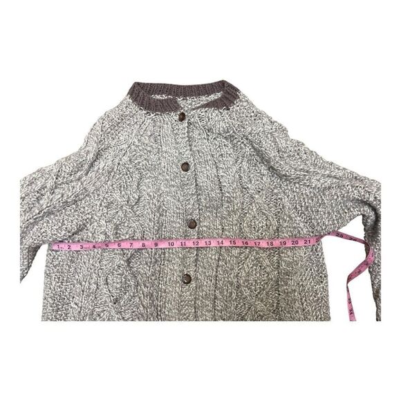 Handmade Chunky Knit Cardigan Sweater XL Button Up Cable Knit Cozy Classic - Picture 4 of 6